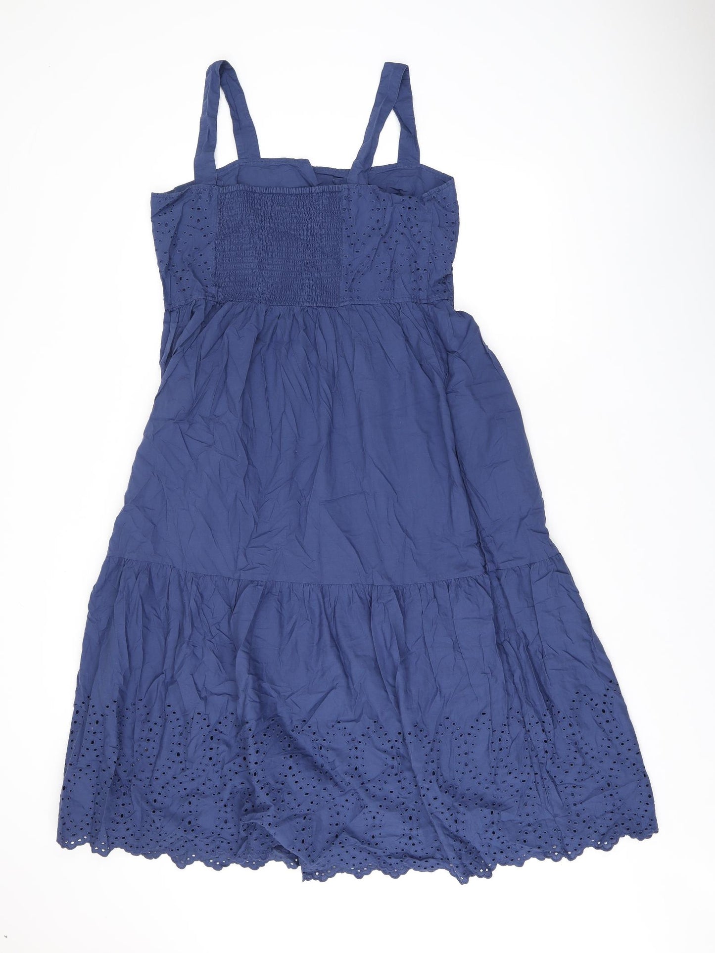 Uniqlo Womens Blue Polyester A-Line Size L Square Neck Pullover - Broderie Anglaise