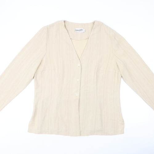 RS Collectables Womens Beige Polyester Basic Button-Up Size 20 V-Neck