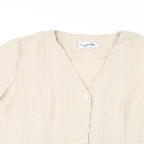 RS Collectables Womens Beige Polyester Basic Button-Up Size 20 V-Neck
