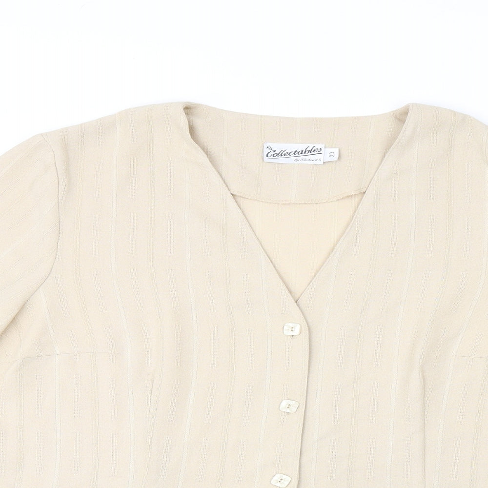 RS Collectables Womens Beige Polyester Basic Button-Up Size 20 V-Neck