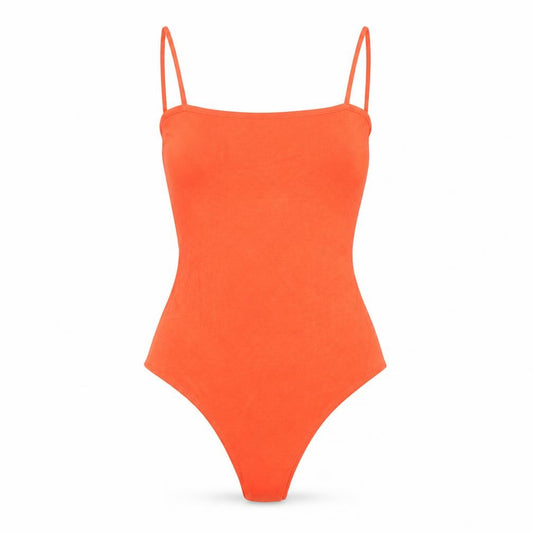 Front view of Select women’s red cotton bodysuit one-piece, size UK 12, snap