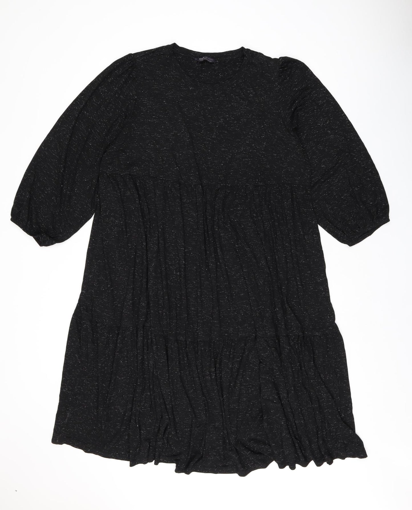 Marks and Spencer Womens Black Viscose A-Line Size 20 Boat Neck Pullover