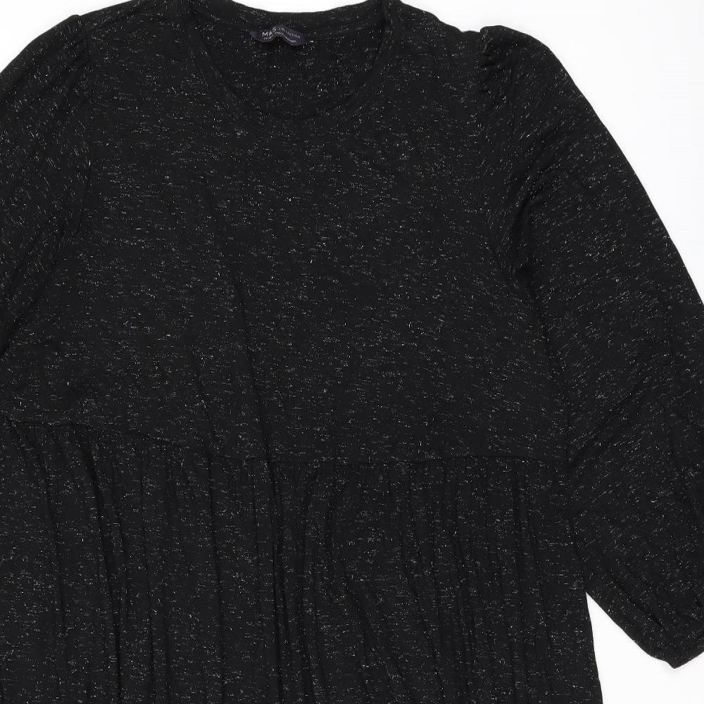Marks and Spencer Womens Black Viscose A-Line Size 20 Boat Neck Pullover