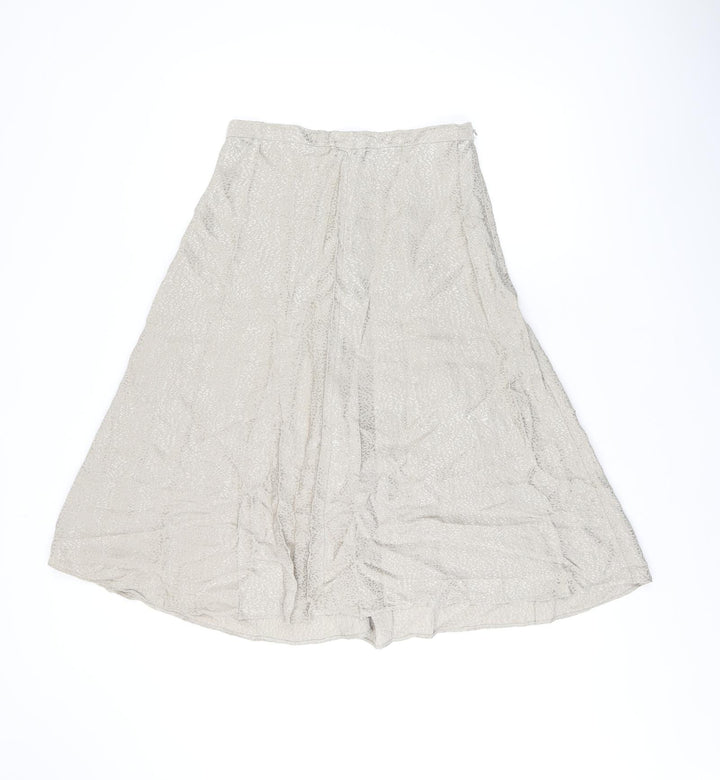 Topshop Womens Beige Animal Print Viscose Swing Skirt Size 12 Zip - Leopard Print