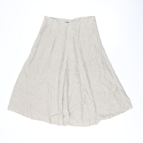 Topshop Womens Beige Animal Print Viscose Swing Skirt Size 12 Zip - Leopard Print