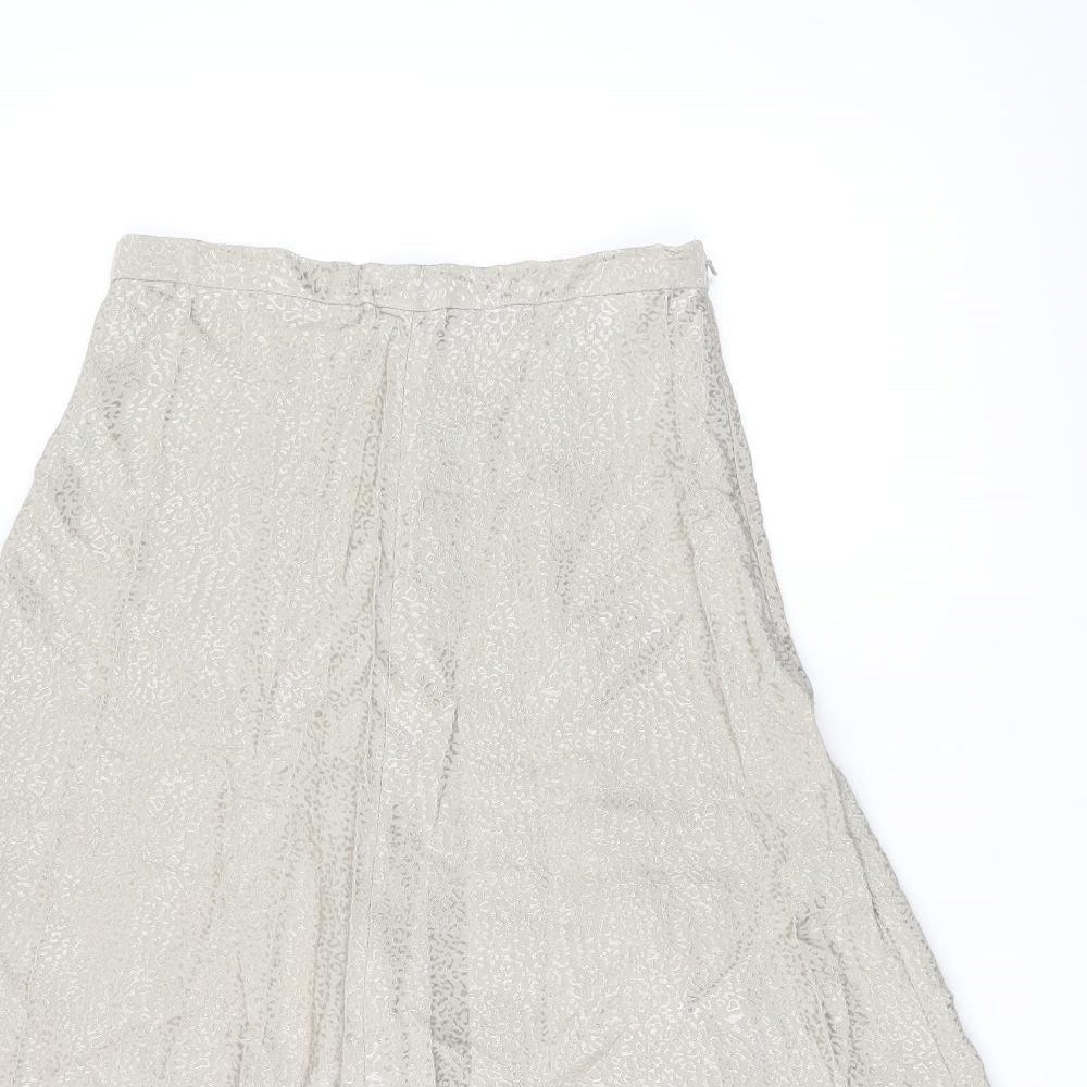 Topshop Womens Beige Animal Print Viscose Swing Skirt Size 12 Zip - Leopard Print