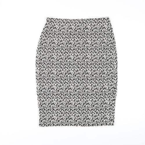 Marks and Spencer Womens Black Geometric Polyester Straight & Pencil Skirt Size 12