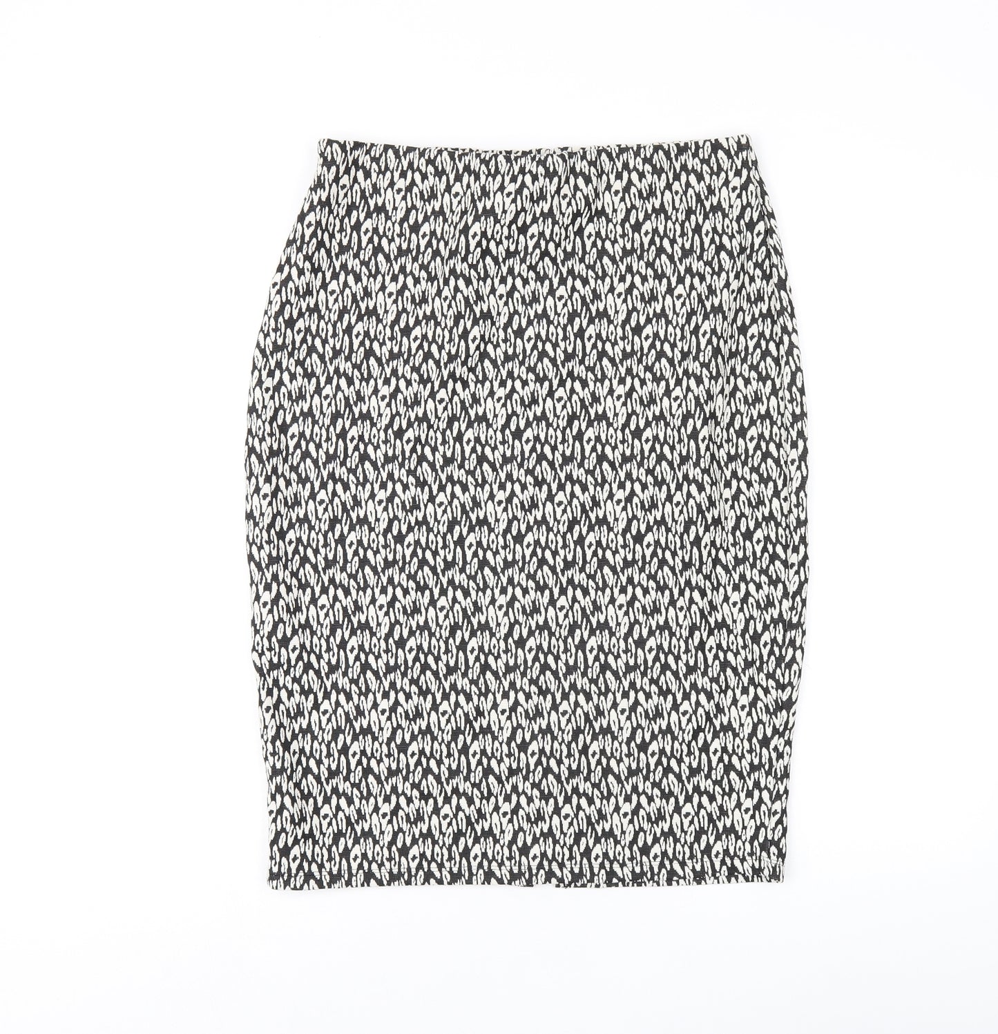 Marks and Spencer Womens Black Geometric Polyester Straight & Pencil Skirt Size 12