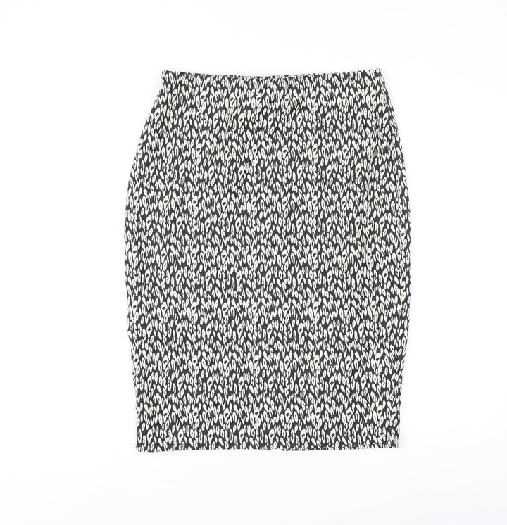 Marks and Spencer Womens Black Geometric Polyester Straight & Pencil Skirt Size 12