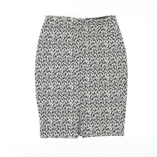 Marks and Spencer Womens Black Geometric Polyester Straight & Pencil Skirt Size 12