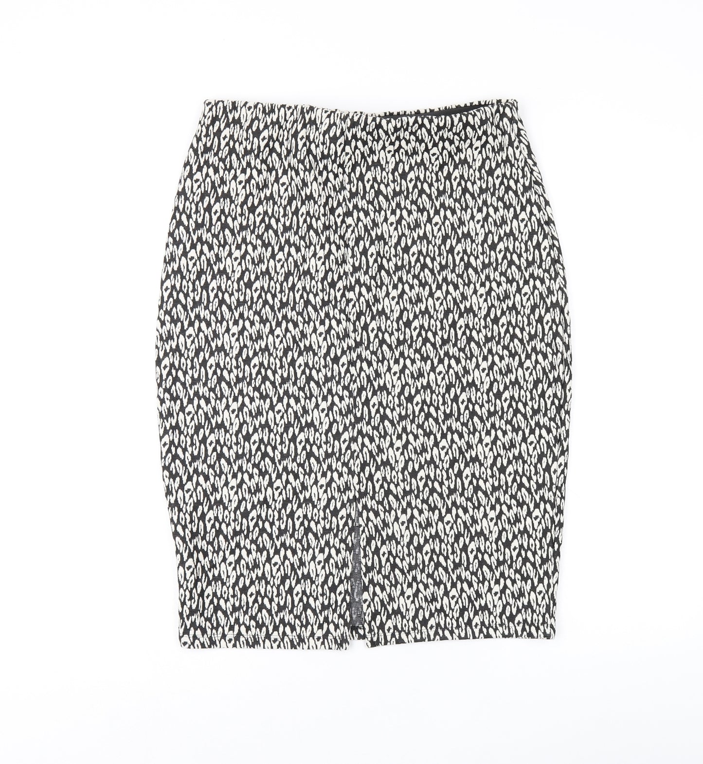Marks and Spencer Womens Black Geometric Polyester Straight & Pencil Skirt Size 12