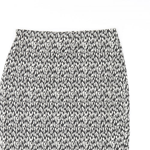 Marks and Spencer Womens Black Geometric Polyester Straight & Pencil Skirt Size 12
