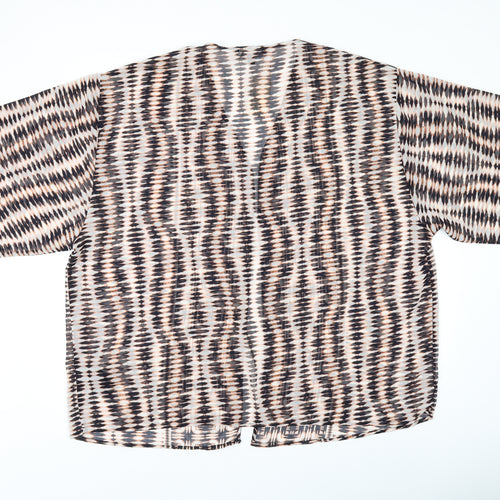 Capsule Womens Beige Geometric Polyester Kimono Blouse Size 24 V-Neck - Sheer