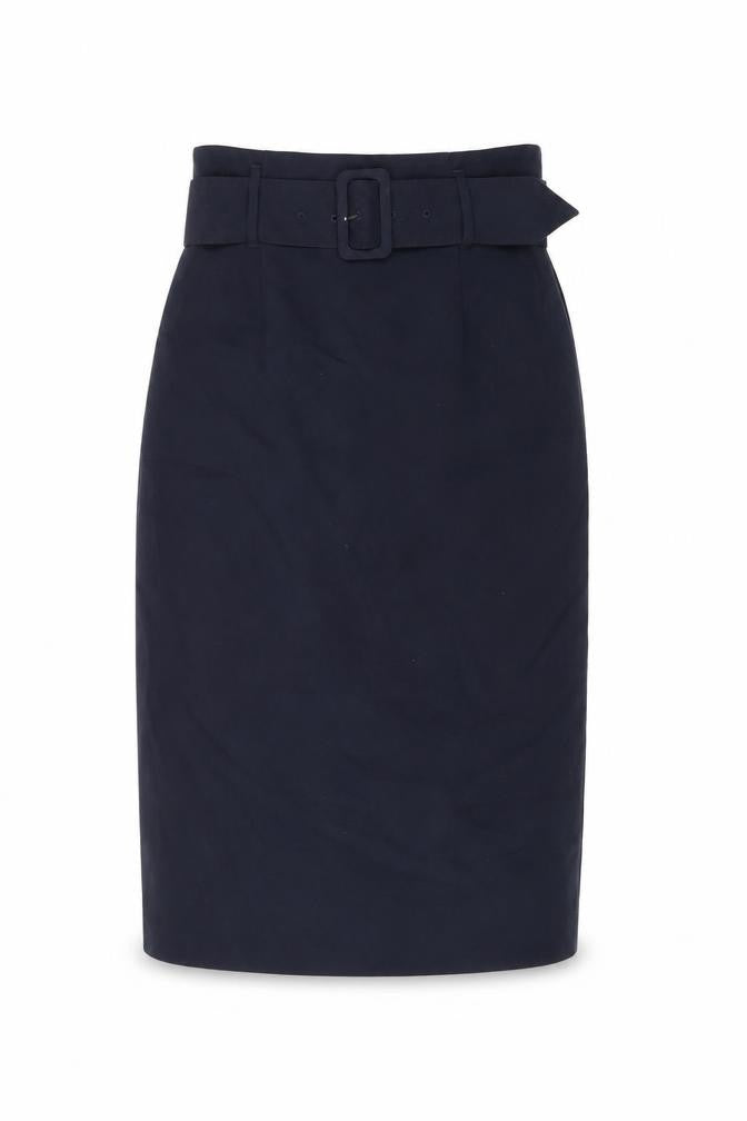 Marks and Spencer Womens Blue Polyester Straight & Pencil Skirt Size 6 Zip - Belted, Slit