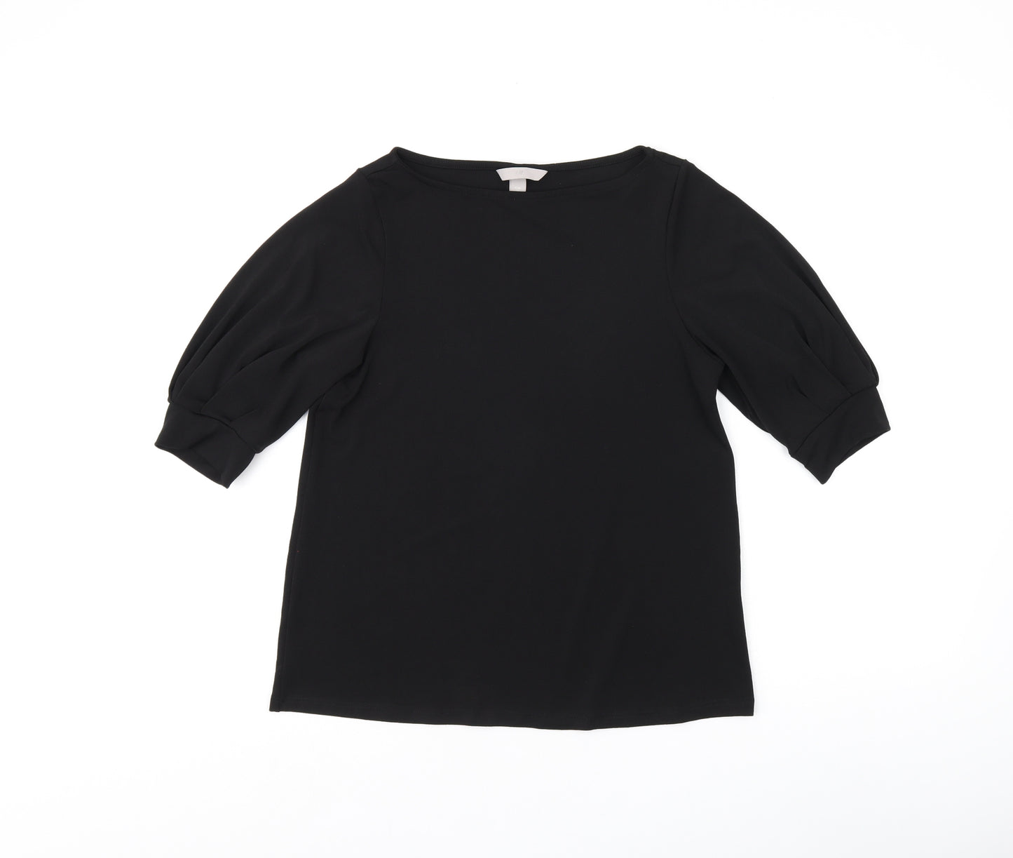 H&M Womens Black Polyester Basic T-Shirt Size XS Boat Neck