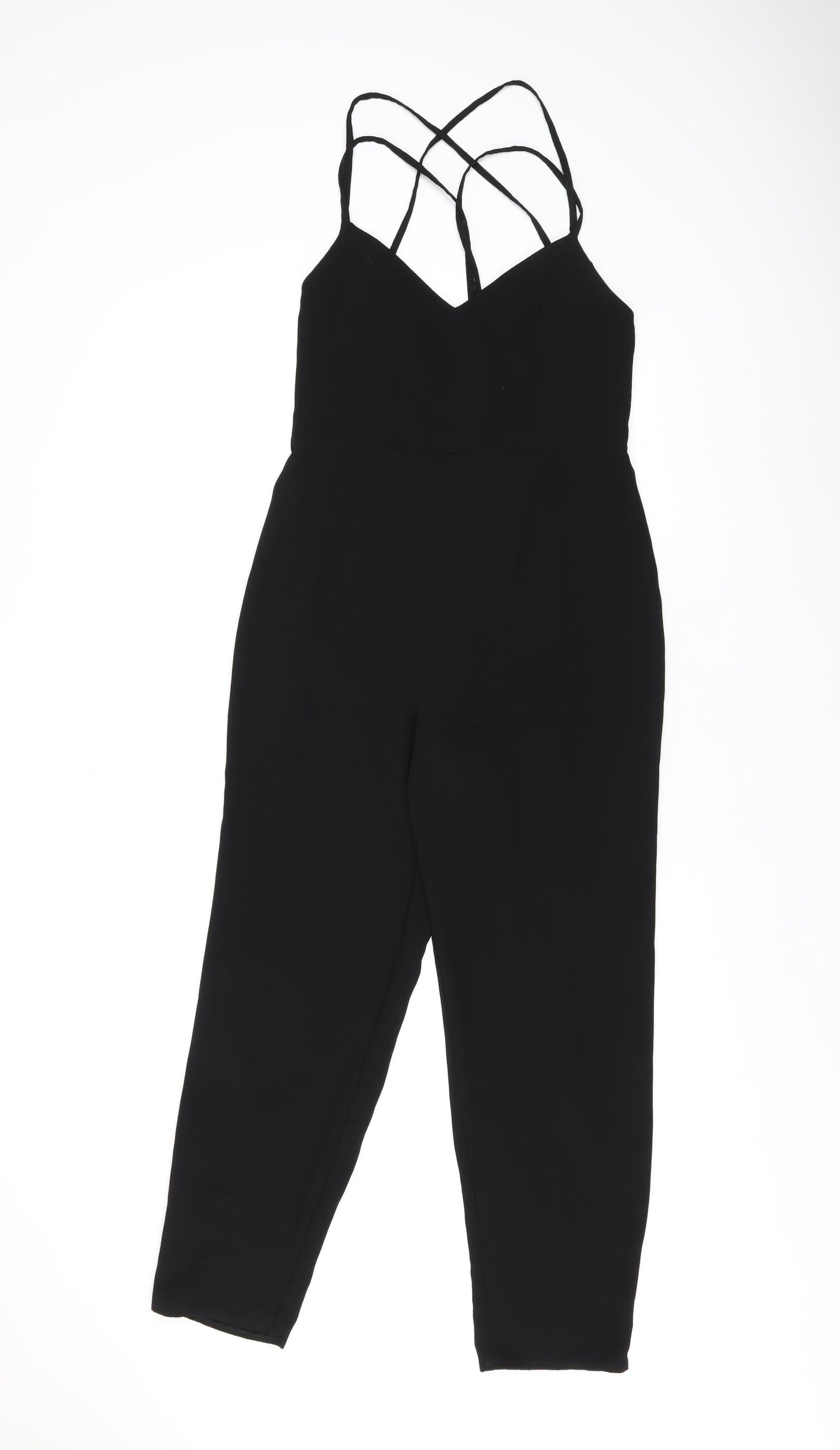 ASOS Womens Black Polyester Jumpsuit One-Piece Size 10 L25 in Button - Open Back