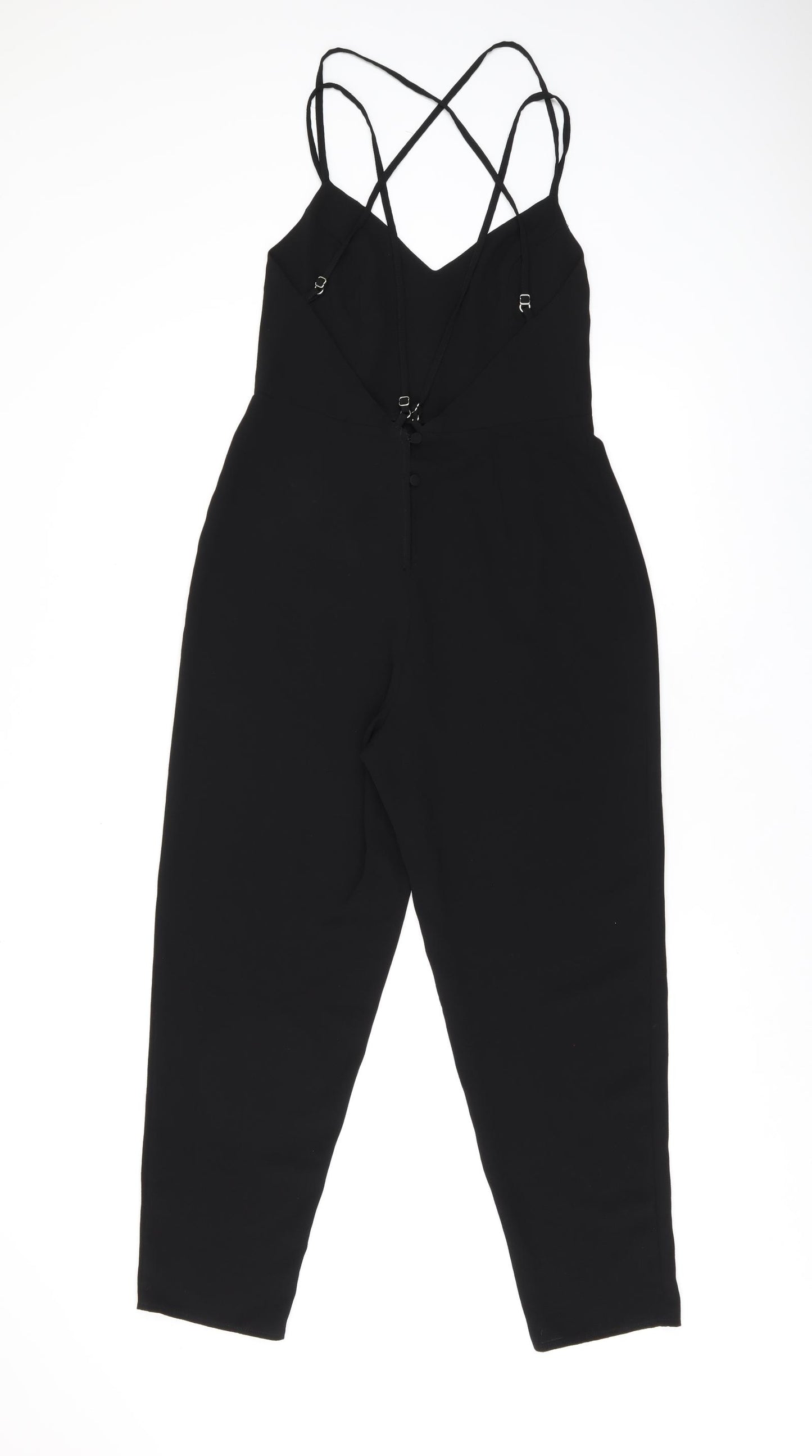 ASOS Womens Black Polyester Jumpsuit One-Piece Size 10 L25 in Button - Open Back