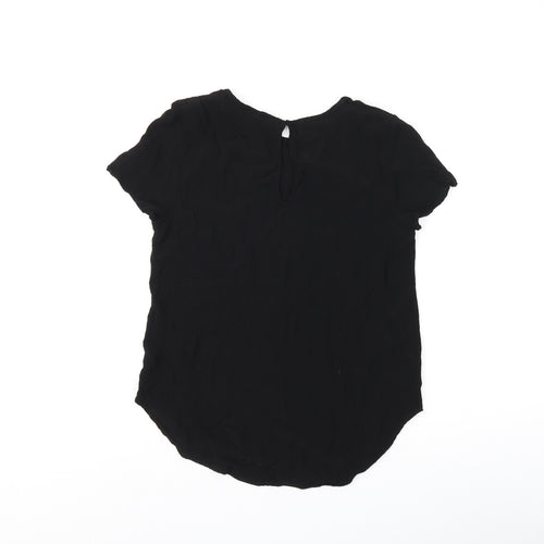 H&M Womens Black Viscose Basic T-Shirt Size 8 Boat Neck