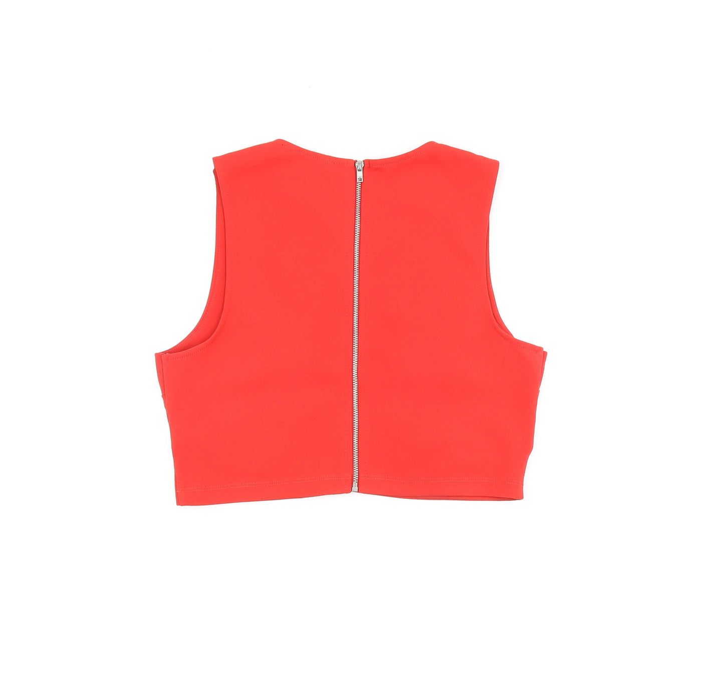 FOREVER 21 Womens Red Polyester Cropped T-Shirt Size S Round Neck