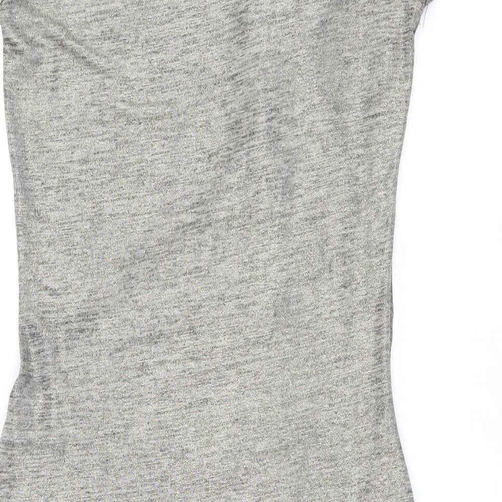 River Island Womens Gold Polyester Bodycon Size 12 Scoop Neck Pullover