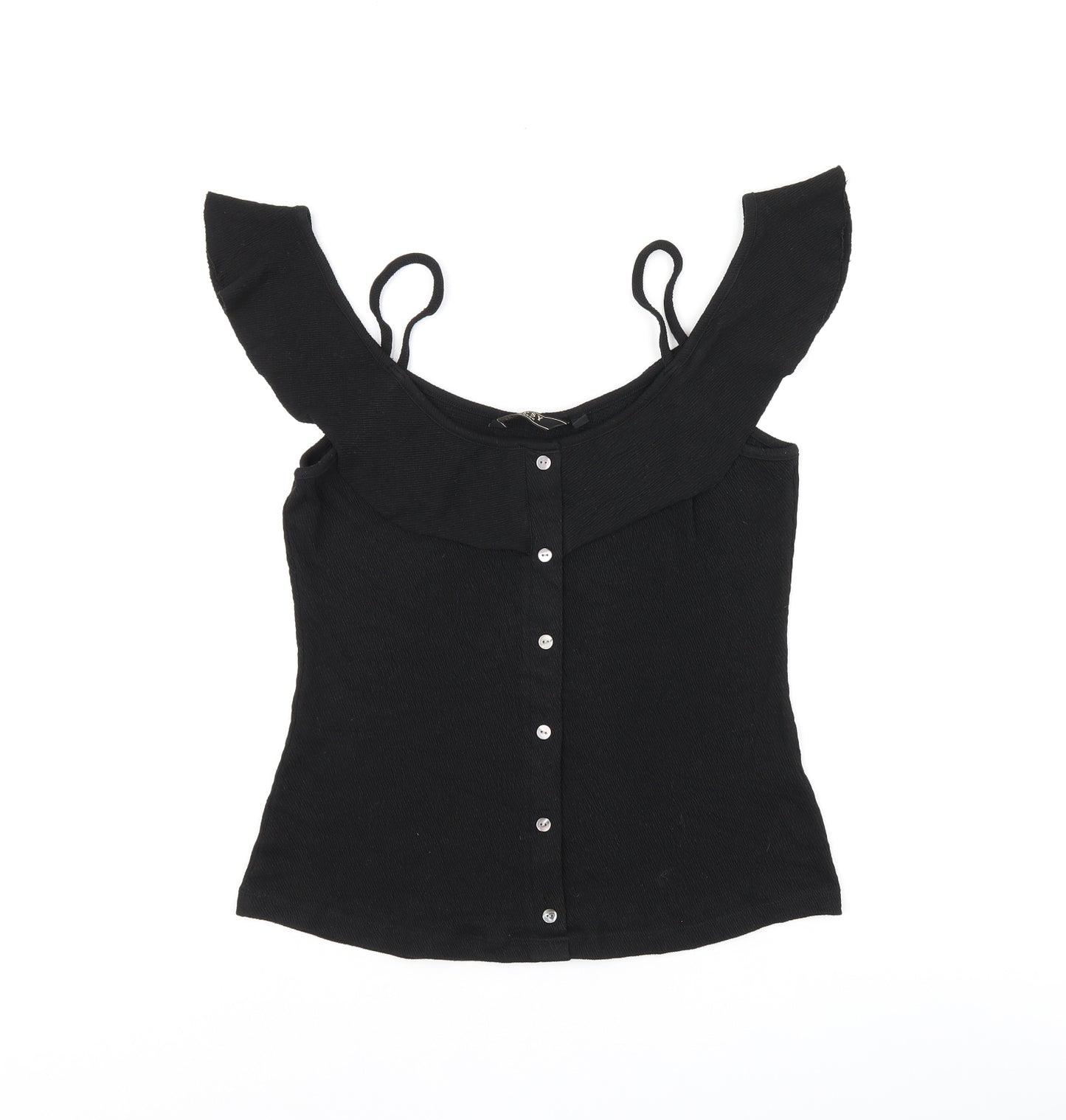 Lipsy Womens Black Polyester Basic T-Shirt Size 10 Scoop Neck