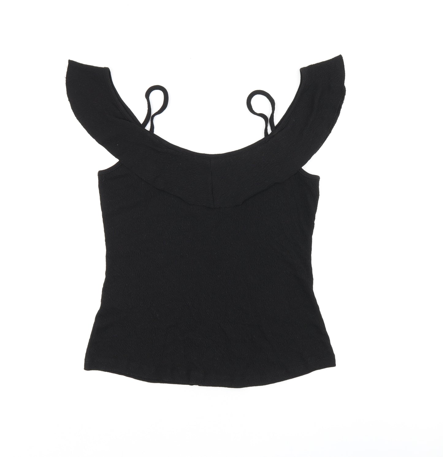 Lipsy Womens Black Polyester Basic T-Shirt Size 10 Scoop Neck
