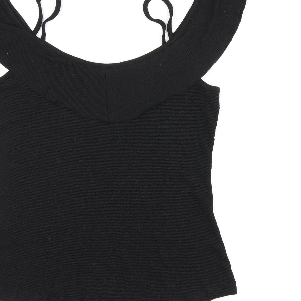 Lipsy Womens Black Polyester Basic T-Shirt Size 10 Scoop Neck