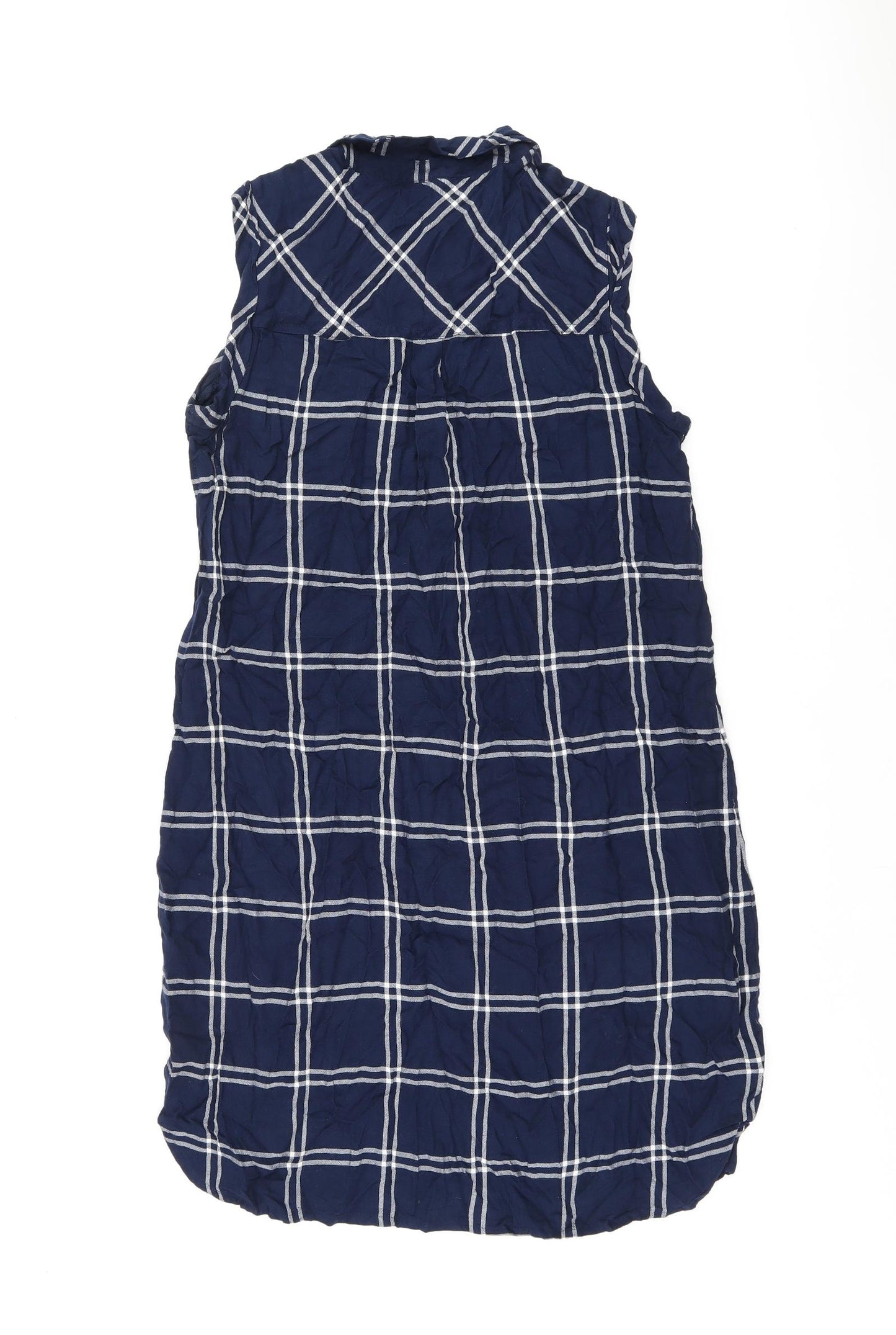 Marks and Spencer Womens Blue Plaid Viscose Shirt Dress Size 12 Collared Button