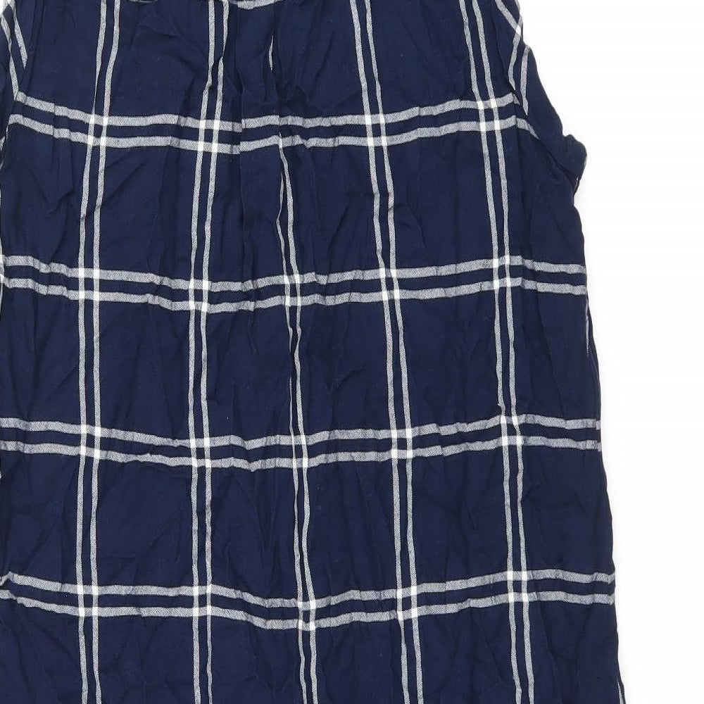 Marks and Spencer Womens Blue Plaid Viscose Shirt Dress Size 12 Collared Button