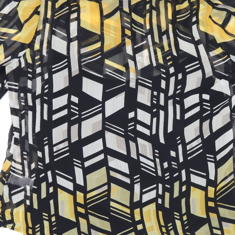 Together Womens Black Geometric Polyester Jersey Button-Up Size 12 Collared