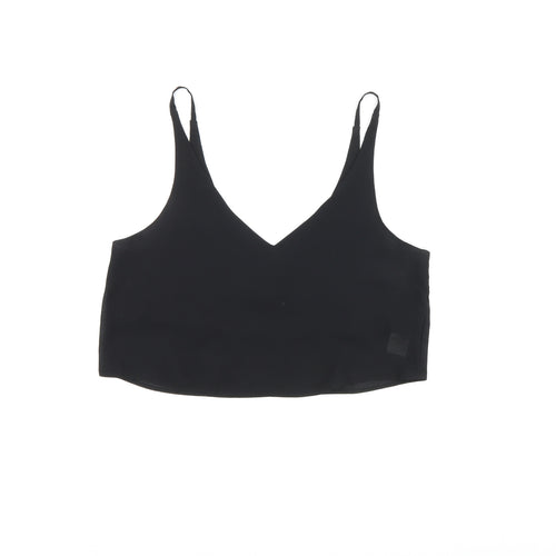 Topshop Womens Black Polyester Cropped Tank Size 6 V-Neck