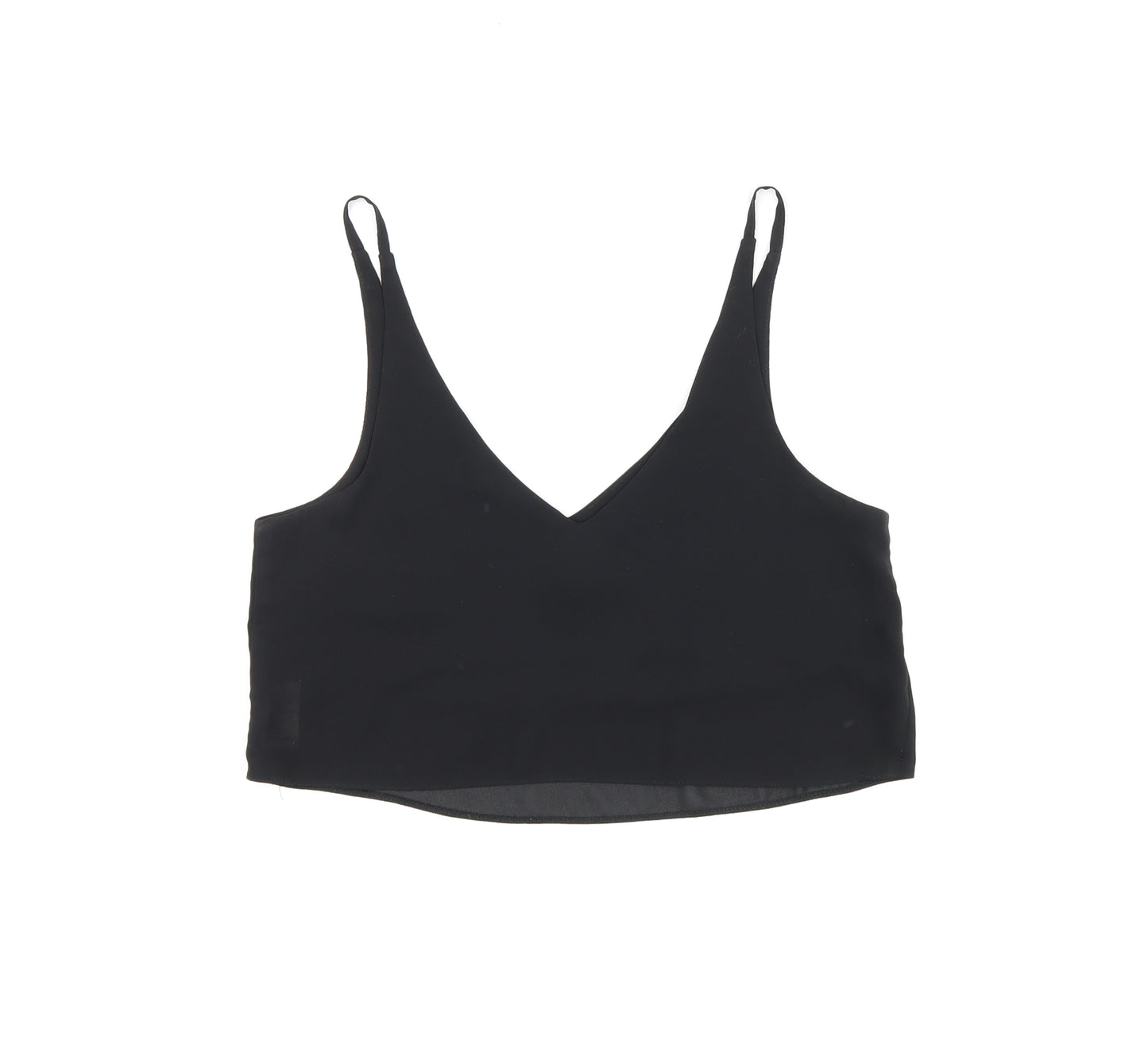 Topshop Womens Black Polyester Cropped Tank Size 6 V-Neck