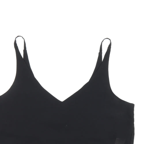 Topshop Womens Black Polyester Cropped Tank Size 6 V-Neck