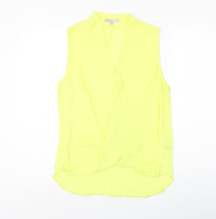 Red Herring Womens Yellow Polyester Basic Blouse Size 12 V-Neck
