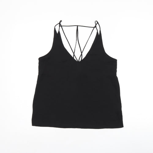 Topshop Womens Black Polyester Camisole T-Shirt Size 8 V-Neck