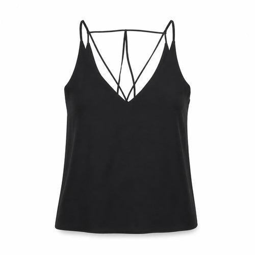 Topshop Womens Black Polyester Camisole T-Shirt Size 8 V-Neck