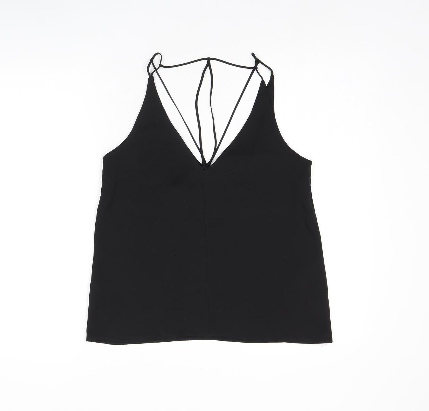 Topshop Womens Black Polyester Camisole T-Shirt Size 8 V-Neck