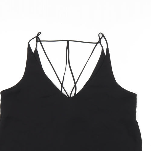 Topshop Womens Black Polyester Camisole T-Shirt Size 8 V-Neck