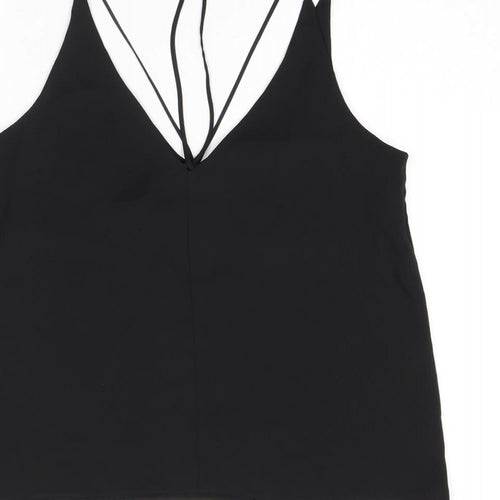 Topshop Womens Black Polyester Camisole T-Shirt Size 8 V-Neck