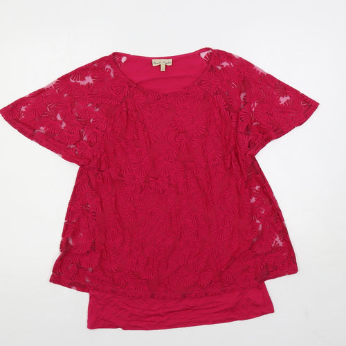 Phase Eight Womens Pink Viscose Basic Blouse Size 10 Boat Neck - Layered