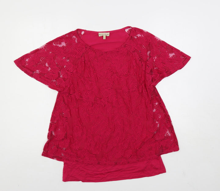 Phase Eight Womens Pink Viscose Basic Blouse Size 10 Boat Neck - Layered