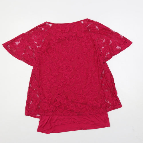 Phase Eight Womens Pink Viscose Basic Blouse Size 10 Boat Neck - Layered