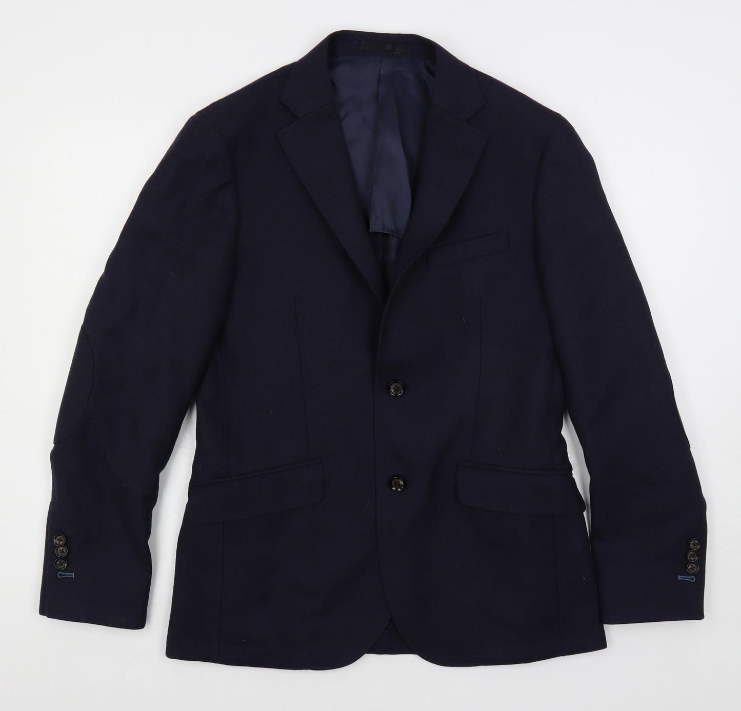 Thomas Mayes Mens Blue Wool Jacket Suit Jacket Size 38 Regular