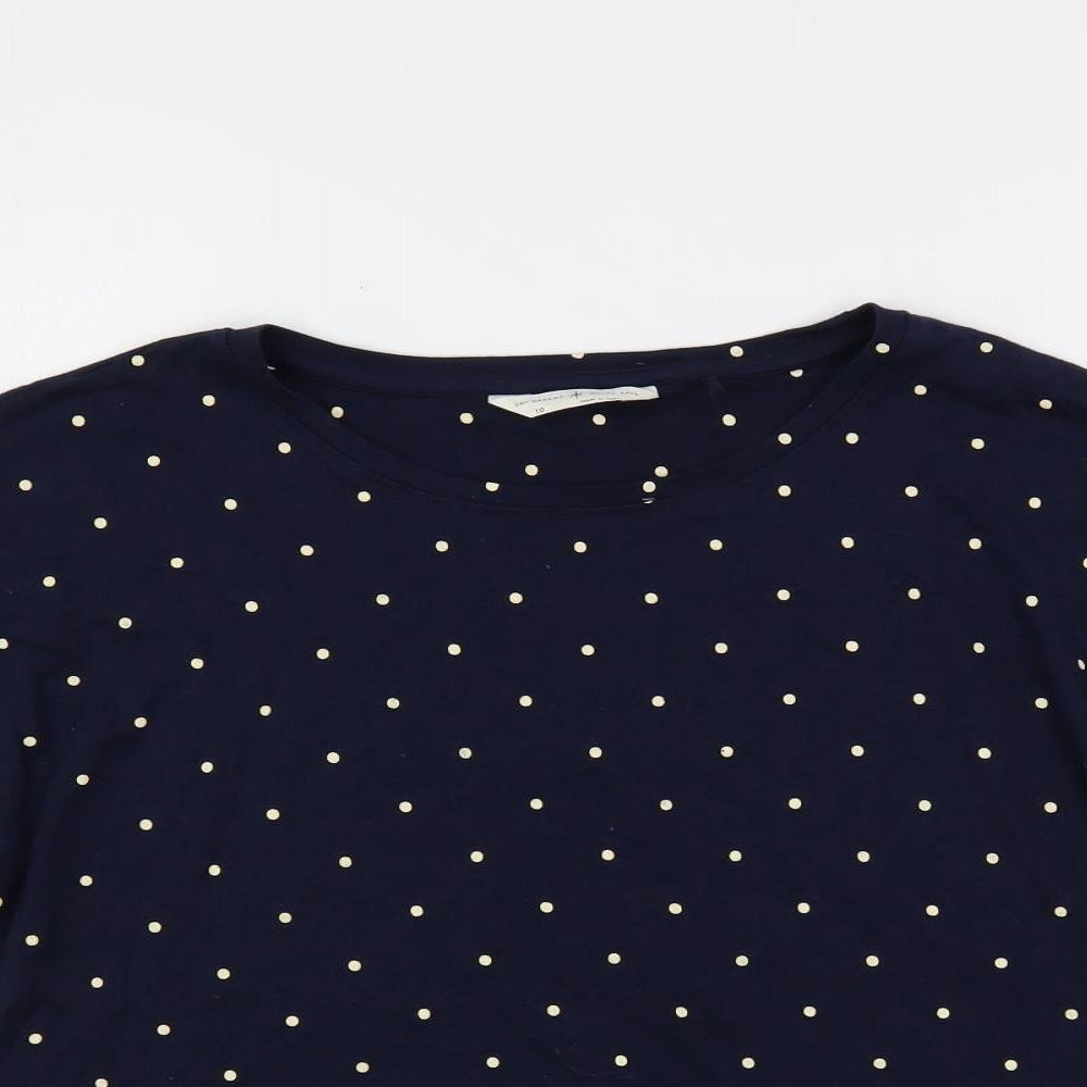 Marks and Spencer Womens Blue Polka Dot Cotton Top Pyjama Top Size 10