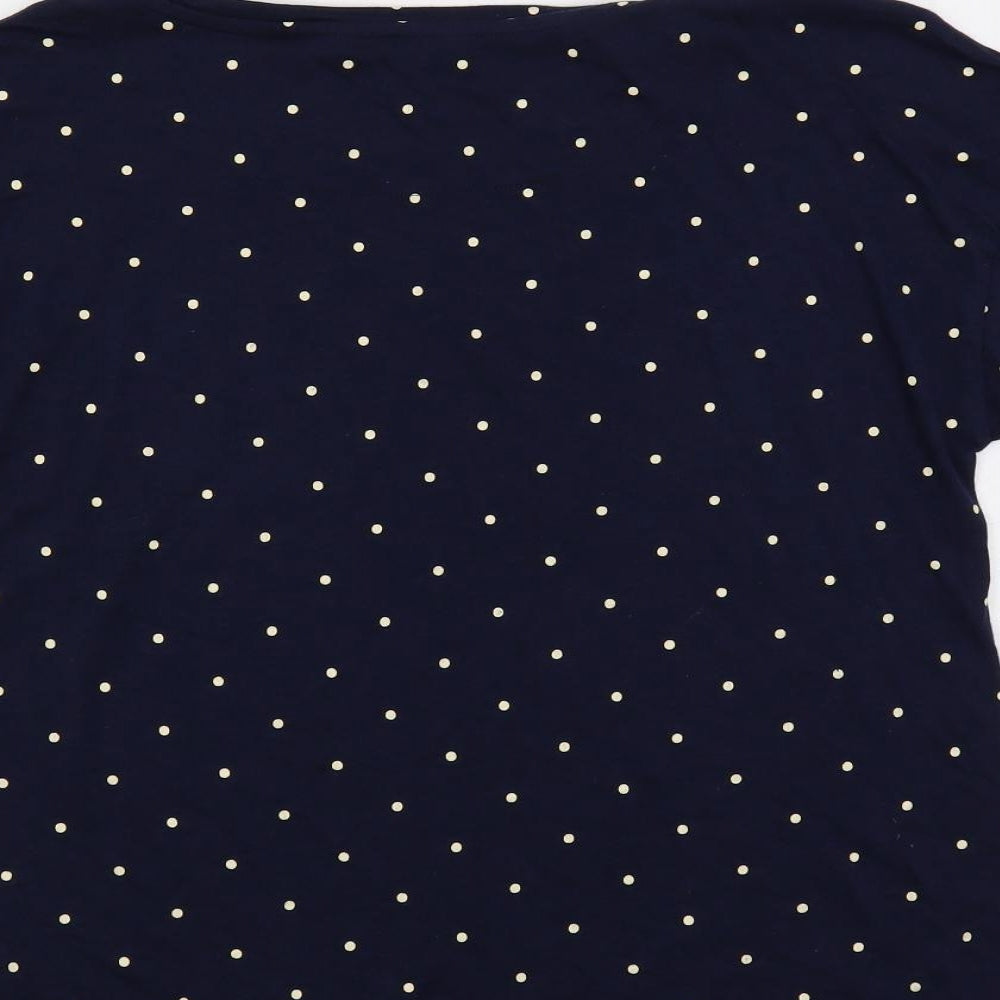 Marks and Spencer Womens Blue Polka Dot Cotton Top Pyjama Top Size 10