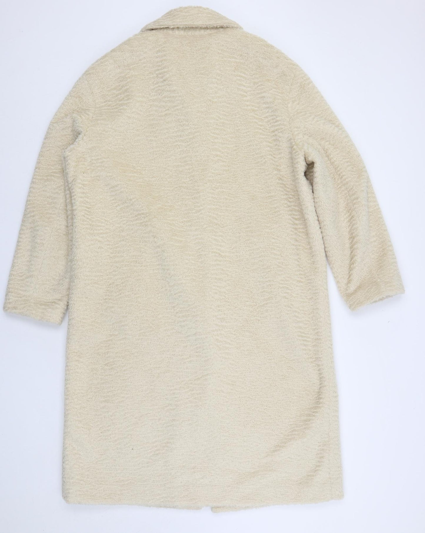 Marks and Spencer Womens Beige Overcoat Coat Size 16 Button - Faux Fur