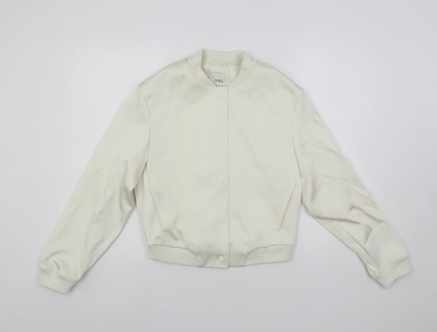 Marks and Spencer Womens Ivory Bomber Jacket Jacket Size 6 Snap