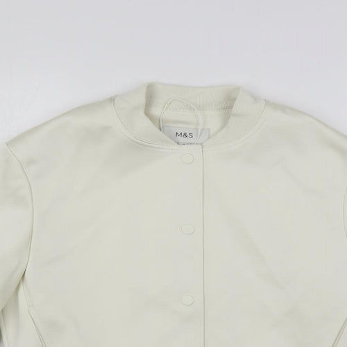 Marks and Spencer Womens Ivory Bomber Jacket Jacket Size 6 Snap
