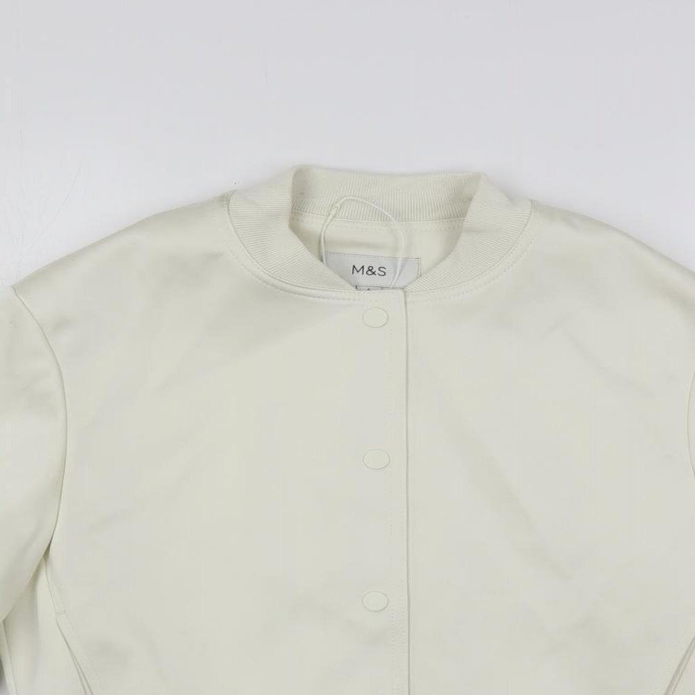 Marks and Spencer Womens Ivory Bomber Jacket Jacket Size 6 Snap