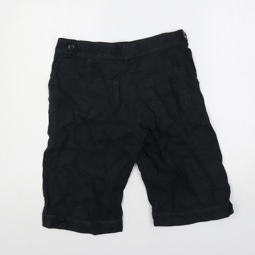 Per Una Womens Black Linen Basic Shorts Size 10 L12 in Regular Button